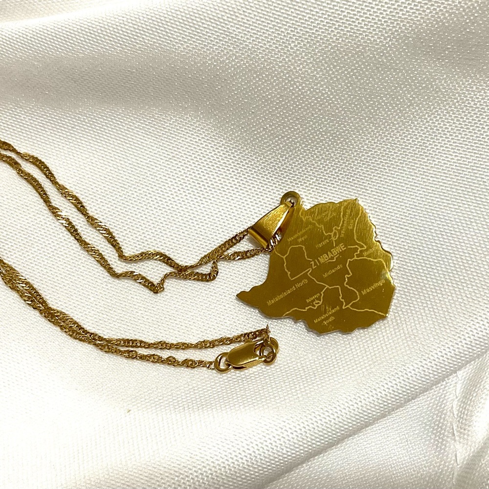 ZIMBABWE MAP PENDANT 18k Gold Plated - Picture 6 of 12
